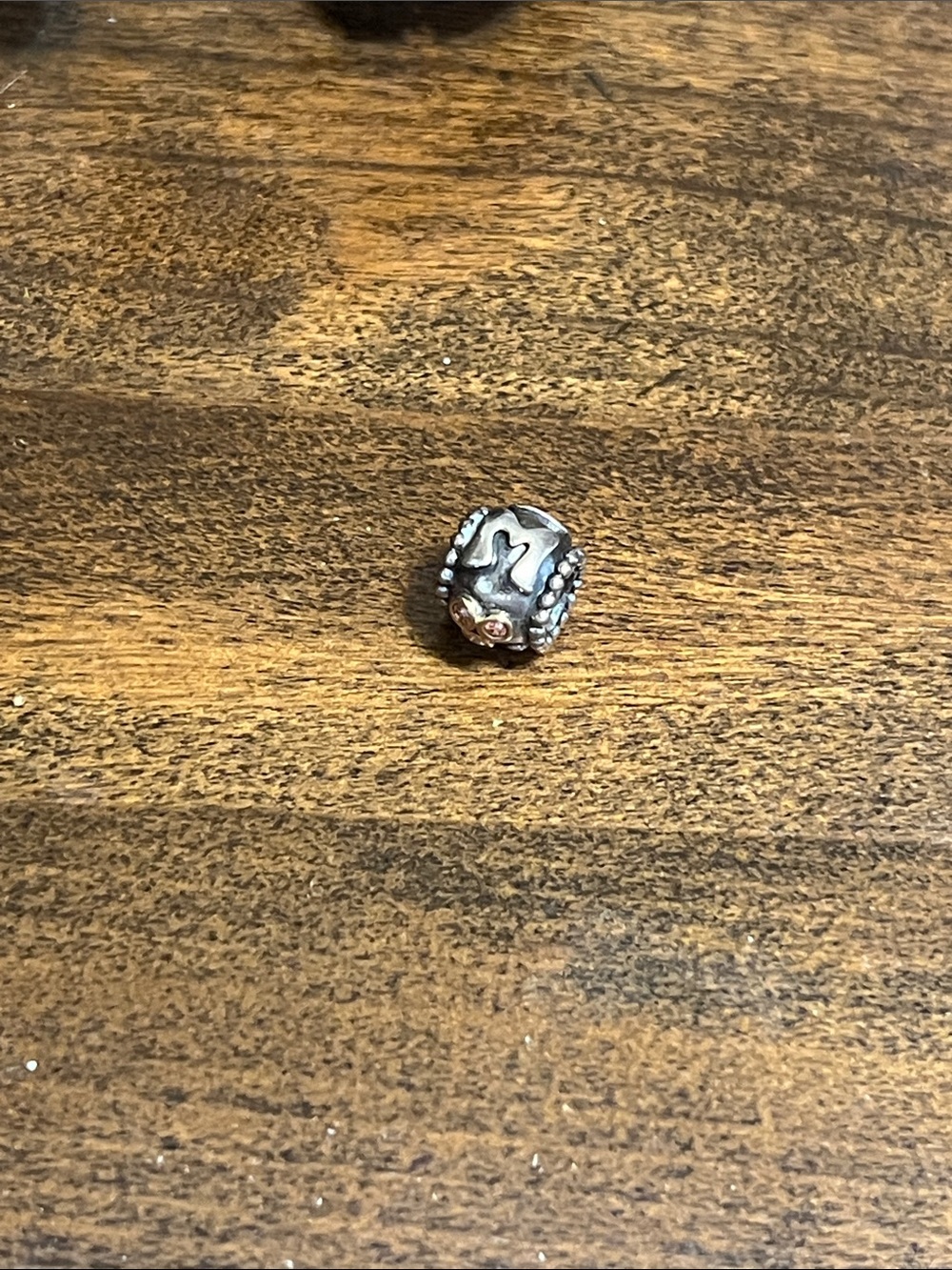 Pandora Sterling Silver Letter 'M' Bead Charm in Silver